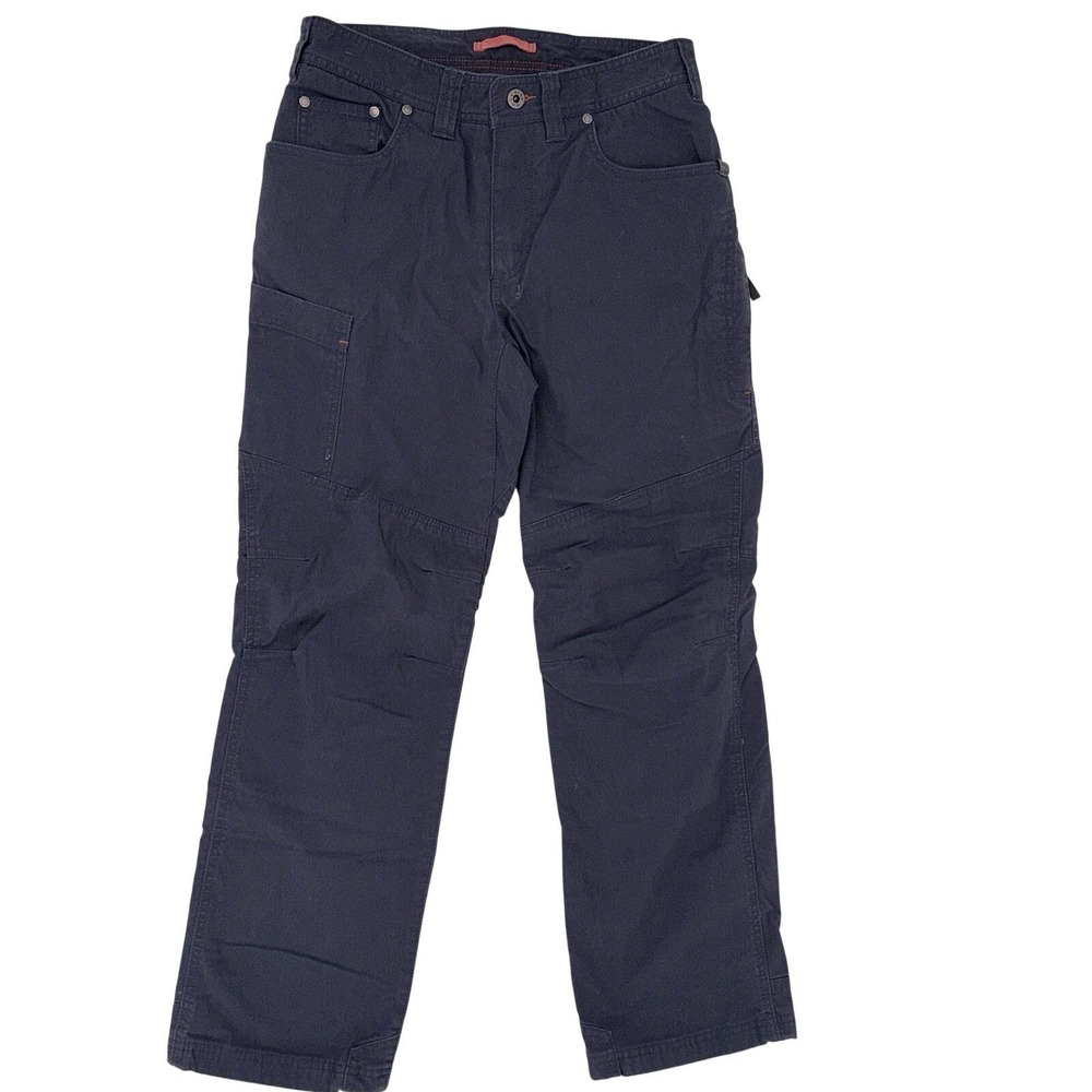 LL‎ Bean Men's Cargo Pants 30 X 29 Navy Canvas Fleece Lined Hiking Outdoor EUC